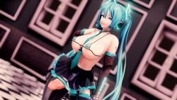 3d bikini blue_eyes blue_hair hatsune_miku large_breasts maroshoo mmd vocaloid