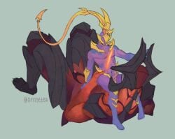 2boys aatrox armor bara gay horns league_of_legends legends_of_runeterra male_only monster orngetea pantheon penis size_difference yaoi