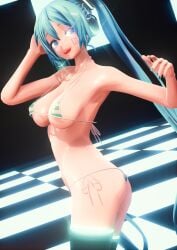 3d bikini blue_eyes blue_hair hatsune_miku maroshoo mmd small_breasts vocaloid