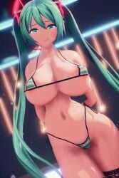 1girls 2:3 3d animated bikini blue_eyes blue_hair hatsune_miku large_breasts maroshoo mmd shorter_than_10_seconds tagme vertical_video video vocaloid