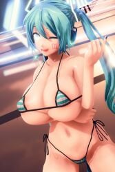 3d bikini blue_eyes blue_hair hatsune_miku large_breasts maroshoo mmd vocaloid