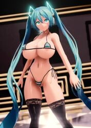 3d bikini blue_eyes blue_hair hatsune_miku large_breasts maroshoo mmd vocaloid