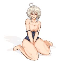 breasts buddy_(buddies) oc red_eyes swimsuit tomboy wet white_hair