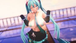 3d bikini blue_eyes blue_hair hatsune_miku large_breasts maroshoo mmd vocaloid