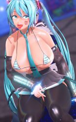 3d bikini blue_eyes blue_hair hatsune_miku large_breasts maroshoo mmd vocaloid