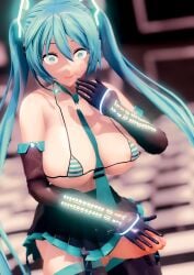 3d bikini blue_eyes blue_hair hatsune_miku large_breasts maroshoo mmd vocaloid