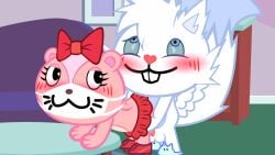 animated anthro duo facemask female friends giggles giggles_(htf) happy happy_tree_friends hi_res male male/female nemao plant snowers snowers_(fan_character) tree