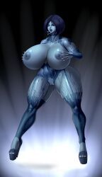 1girls 2d annon artificial_intelligence bimbo blue_hair blue_lipstick cortana halo_(series) high_heels huge_ass huge_breasts nipples pussy solo star_earrings thick_lips thick_thighs wide_hips