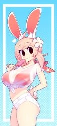 bikini breasts bunny_girl female fiz fizintine flower_in_hair ice_cream large_breasts popsicle short_jeans shorts smile solo tail thighs wholesome