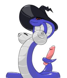 absurd_res alpha_channel breast_tattoo breasts busty_feral clothing dildo female feral hat headgear headwear hi_res horiori non-mammal_breasts reptile scalie sex_toy simple_background snake snake_hood solo tattoo transparent_background witch_hat