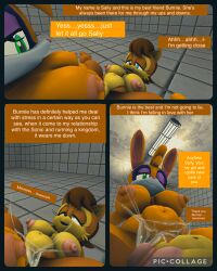 2girls 3d big_breasts bunnie_rabbot chipmunk cum cumshot five_(artist) ground_squirrel lagomorph leporid lesbian_sex looking_at_another looking_pleasured mammal pussy_ejaculation rabbit rodent sally_acorn sciurid sonic_(series) source_filmmaker tribadism yuri