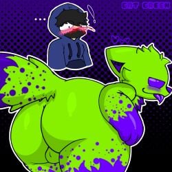 ass balls ballsack big_ass big_butt furry furry_and_homan gat_green gat_green(gat_green) gay green_skin human legs looking_at_viewer mxsant provocative purple_eyes self_upload smile