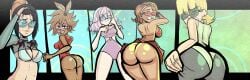 ass ass_grab bikini glasses goth kuroki-hollow shades swimsuit