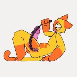 1:1 animated anthro balls bodily_fluids butters_(theenyface) claws dipstick_tail domestic_cat drooling felid feline felis fur genitals humanoid_genitalia humanoid_penis internal internal_urethral loop male mammal markings orange_body orange_fur penis prostate prostate_penetration prostate_sounding prostate_stimulation saliva short_loop short_playtime solo sounding sounding_rod tail_markings theenyface urethral yellow_body