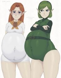 2girls angry angry_female angry_pregnant_female arms_crossed average_breasts belly_bulge belly_button big_belly big_thighs double_pregnancy female female_only green_hair huge_belly huge_thighs jayden_jayo22 jealous malon mistake multiple_girls multiple_pregnancies ocarina_of_time outie_navel pregnancy pregnant pregnant_belly pregnant_female pregnant_with_multiples pregnant_woman ready_to_pop saria short_green_hair small_breasts soon_to_be_parents the_legend_of_zelda thick_thighs tight_clothes tight_clothing tight_fit white_background worried