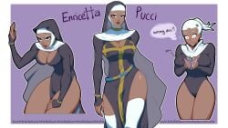 1girls cameltoe cleavage dark-skinned_female dark_skin disc enrico_pucci female female_only jojo's_bizarre_adventure nun rule_63 solo stone_ocean unchinsfw white_hair