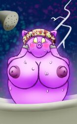 bathtub big_breasts breasts domestic_pig female feral ghost hi_res humanoid luigi's_mansion mammal mario_(series) miss_petunia naked_dan overweight pig_nose shower_cap spirit suid suina sus_(pig)