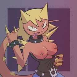 blonde_hair claws eyelashes female large_breasts pierced_nipples punk scalie scalie_schoolie siphoncy solo spiked_bracelet spiked_collar tongue_out wanda_(scalie_schoolie)