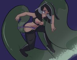 black_hair danny_phantom female large_breasts nickelodeon panty_pull sam_manson siphoncy stomach_bulge tears tentacle vaginal_penetration