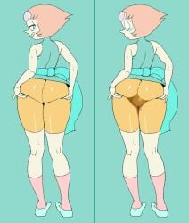 ass big_ass blush diarrhea edit female female from_behind messy milf pearl pearl_(steven_universe) pink_hair scat shorts smiling soiling spreading steven_universe sweating wide_hips yuta_agc