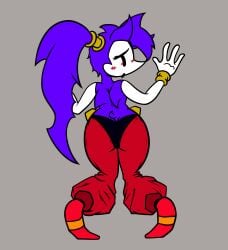 big_ass black_eyes female large_areolae needlemouse_(character) needlemouse_(series) purple_fur purple_hair sarah_henderson_(needlemouse) shantae_(cosplay) shantae_needlemouse