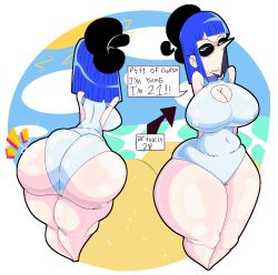 1girls 2022 annoyed ass beach beret big_ass big_breasts blue_hair blue_sky bottom_heavy breasts cleavage cleavage_cutout clothed clothing clouds coffee_(nasty_spaghjett) curvy curvy_body curvy_female curvy_figure dat_ass english_text fat_ass female french front_view hourglass_figure huge_ass huge_thighs large_ass large_breasts long_nose nasty_spaghjett nipple_bulge nipples_visible_through_clothing oc ocean original original_character pale-skinned_female pale_skin pointy_nose rear_view sand short_hair sky solo solo_focus sun sunglasses swimsuit text text_box thick thick_ass thick_thighs thin_waist tinted_eyewear transparent_background tummy water white_swimsuit wide_hips