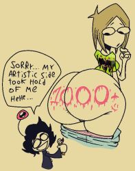 1girls 2022 artist_self-insert ass ass_focus back_view big_ass bottom_heavy bottomless bubble_butt butt_focus curvy curvy_figure dat_ass duo english_text fat_ass female female_focus follower_celebration glasses huge_ass large_ass looking_at_own_butt looking_at_self milestone_celebration molly_(nasty_spaghjett) nasty_spaghjett oc original original_character panties panties_down panties_in_pants pants pants_down partially_clothed partially_nude rear_view short_hair simple_background text thick_ass topwear weezer weezer_(green_album) wide_hips