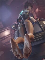 1girls 3d ass barefoot bent_over big_feet bottomless brown_eyes brown_hair chronal_accelerator feet feet_together foot_fetish foot_focus legs long_legs looking_back overwatch rear_view short_hair soles solo_female tagme thighs toes tracer wrinkled_feet wrinkled_soles wtsnacks1