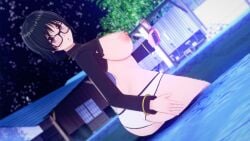 1girls 3d artist_request breasts cellphone female female_only flip_phone glasses hunter_x_hunter koikatsu pool shizuku_murasaki solo tagme