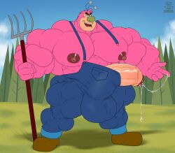 abs biceps farmer furry fuzzy_lumpkins hyper hyper_balls hyper_genitalia hyper_penis hyper_testicles male male_focus male_only muscle muscles muscular muscular_arms muscular_ass muscular_back muscular_legs muscular_male muscular_thighs nipples overalls pecs regnar solo veins veiny_penis