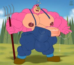 abs biceps farmer furry fuzzy_lumpkins hyper hyper_balls hyper_genitalia hyper_penis hyper_testicles male male_focus male_only muscle muscles muscular muscular_arms muscular_ass muscular_back muscular_legs muscular_male muscular_thighs nipples overalls pecs regnar solo veins veiny_penis