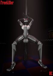 3d 4k breasts dancing_pole dark_environment equine_penis erection five_nights_at_freddy's foxy_(fnaf) freekiller futa_only futanari glowing_eyes highres looking_at_viewer pole_dancing red_eyes source_filmmaker tongue tongue_out