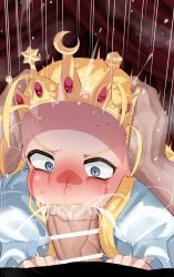 1boy 1girls big_penis blonde_hair blowjob blue_eyes blush capcom censor_bar censored crown cum_in_mouth cum_in_throat cute cyberbots deep_blowjob deepthroat devilot_de_deathsatan_ix dress fellatio female forced forced_oral gag gagging hand_on_head head_grab huge_cock light-skinned_female light-skinned_male light_skin long_hair long_penis mizumizuni mouthful oral penis pov princess rape royal royalty skinny surprise_deepthroat surprised sweat teenager visible_breath young