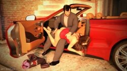 1boy 1male 3d amanda_de_santa ass bare-faced-cheek convertible grand_theft_auto grand_theft_auto_v hooker husband_and_wife male michael_de_santa no_panties over_the_knee_spanking spanking