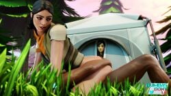 3d amy_(fortnite) ass_grab black_hair brown_eyes camping dark-skinned_male dark_skin default_(fortnite) fortnite light-skinned_female light_skin nature outside public rawan_(fortnite) sentry_specialist sex skin_contrast spitfire_(fortnite) tactical_tracker tan-skinned_female tan_skin tent thenumbersdon'tlie unseen_male_face vaginal_penetration voyeur