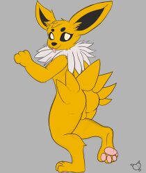 anthro balls donnie_onihane eeveelution generation_1_pokemon genitals jolteon male nintendo nude pokemon pokemon_(species) solo video_games