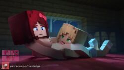 2girls 3d animated bedroom bella blonde_hair boobs cunnilingus hardedge horny_female licking minecraft moaning mojang naked nude orgasm pants pussy pussy_eating red_hair scarlett_(hardedge) shoes socks sound thighhighs tits tongue vagina video voice_acted