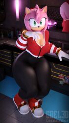 3d 3d_(artwork) absurd_res amy_rose amy_rose_(coel3d) clothing coel3d digital_media_(artwork) female hi_res hoodie leggings legwear pinup pose sega solo sonic_(series) sonic_the_hedgehog_(series) streetwear topwear