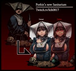 big_breasts darkest_dungeon headwear kih0817 mod mole_on_breast nun nurse porkin syringe