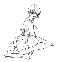 ass butt freckles galejro lineart nisha(galejro) one_eye_covered short_hair sketch stockings vampire