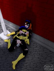 1girls after_rape barbara_gordon batgirl batman batman_(series) broken_rape_victim cum_in_pussy dc dc_comics defeated_heroine exposed_breasts female female_only optical_hazard rape ripped_clothing solo superheroine