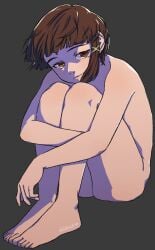 1girls brown_eyes brown_hair completely_nude facing_viewer female full_body goblant hairclip lain_iwakura leg_hug looking_at_viewer nude serial_experiments_lain short_hair simple_background sitting solo