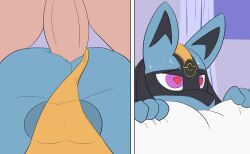 <3_eyes 2022 animated anthro anthro_penetrated anus ass backsack balls blue_body blue_fur bodily_fluids duo fur furry gay generation_4_pokemon genitals heart holowear_(pokemon) human loincloth looking_pleasured lucario male male/male male_only male_penetrated male_penetrating male_penetrating_male nintendo penetration penis pillow pokemon pokemon_(species) pokemon_unite powerful_sub ruins_style_lucario sex starit sweat sweatdrop video_games yaoi