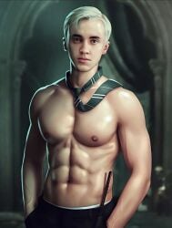 1boy abs actor athletic athletic_male background blonde_hair blurry blurry_background caucasian caucasian_male celebrity draco_malfoy eyes fantasy front_view hair hands_in_pockets harry_potter hogwarts human human_only in_character indoors light-skinned_male light_skin looking_at_viewer male male_only muscles muscular muscular_male necktie neckwear nerdyart open_eyes pants pecs screenshot_background shirtless shirtless_male short_hair slytherin slytherin_dungeon solo standing student teen_boy tie tom_felton topless topless_male upper_body vein veiny_arms wand wizard