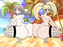 2022 2girls artist_request ass ass_to_ass beach beach_background big_ass big_breasts big_butt blonde_hair bratty breasts bubble_ass bubble_butt butt_to_butt cocky_smile danganronpa danganronpa_2:_goodbye_despair danganronpa_s:_ultimate_summer_camp edit erect_nipples female female_focus female_only fishnet fishnet_legwear fishnet_stockings fishnets grimace grin hair_ornament hand_on_leg hand_on_thigh huge_ass large_breasts light-skinned_female light_skin long_hair multiple_girls nanami_chiaki nipples orange_eyes pale-skinned_female pale_skin palm_tree palm_trees palmtree petite petite_body pink_eyes pink_hair pink_nipples ponytail saionji_hiyoko shortstack simple_background simple_coloring simple_shading small_breasts smiling sprite squatting straight_hair super_danganronpa_2 twintails