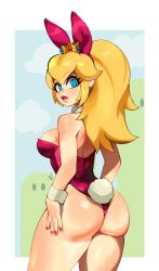 alternate_version_at_source alternate_version_available ass ass_focus big_ass big_butt blonde blonde-haired_female blonde_female blonde_hair blonde_hair_female blue_eyes blue_eyes_female bunny_ears bunny_tail bunnysuit butt crown easter female female_focus female_only looking_at_viewer mario_(series) nintendo pink_bunny_ears pink_bunnysuit pink_lips pink_lipstick ponytail princess princess_peach super_mario_bros. waiftoon