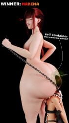 3d ass ass_focus between_buttocks blender chain_leash chains chainsaw_man cruelty dominant_female domination evil_container evil_grin femdom forced_sniffing forced_submission forced_to_sniffing higashiyama_kobeni huge_ass image kobeni_higashiyama leash leash_pull maid_outfit maid_uniform makima_(chainsaw_man) massive_ass simsalabime smell_fetish smelly smug smug_face stink_fumes sweat sweaty_body
