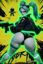 ai_generated animated cyberpunk_2077 cyborg cyborg_girl female holding_weapon huge_ass human looking_at_viewer looking_back rebecca_(edgerunners) solo sound tagme treyu2020 twerk twerking video