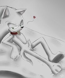 anthro collar color fur furry half-closed_eyes hedgehog looking_at_viewer looking_pleasured lying male male_only nude on_back penis solo sonic_(series) sonic_the_hedgehog speeddemon tagme