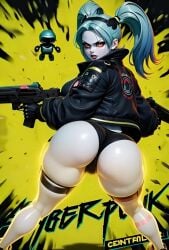 ai_generated animated cyberpunk_2077 cyborg cyborg_girl female holding_weapon huge_ass human looking_at_viewer looking_back rebecca_(edgerunners) solo sound tagme treyu2020 twerk twerking video
